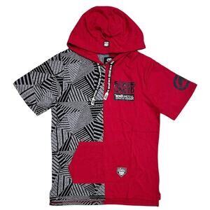 Ecko Unltd Men's Hoodie T-Shirt Split Colorblock Short Sleeve Tee in Red/Multi